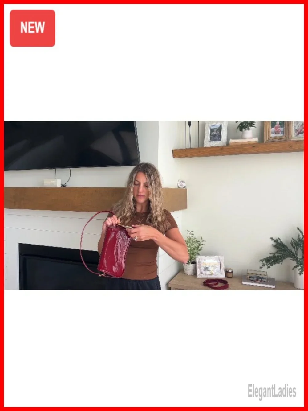Hobo Shoulder Bag with Cherry Pendant Crossbody PU Leather Purse